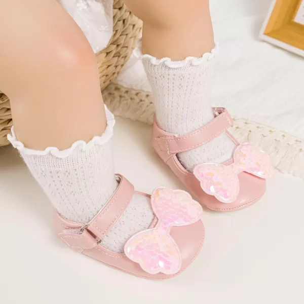 Meckior Infant Baby Girls Boys Handmade Princess Flats Toddler First Walkers Soft PU Leather NonSlip Crib Wedding Dress ShoesB10Pink