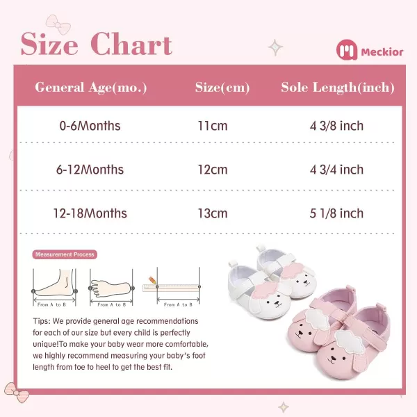 Meckior Infant Baby Girls Boys Handmade Princess Flats Toddler First Walkers Soft PU Leather NonSlip Crib Wedding Dress ShoesBWhite
