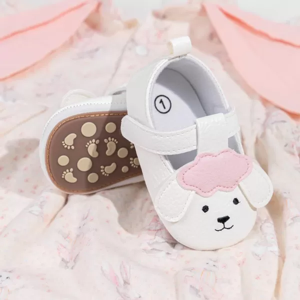 Meckior Infant Baby Girls Boys Handmade Princess Flats Toddler First Walkers Soft PU Leather NonSlip Crib Wedding Dress ShoesBWhite
