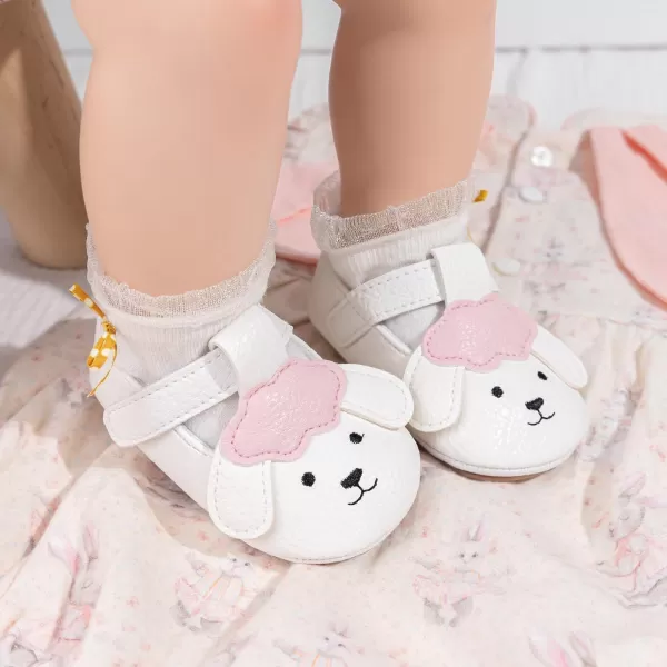 Meckior Infant Baby Girls Boys Handmade Princess Flats Toddler First Walkers Soft PU Leather NonSlip Crib Wedding Dress ShoesBWhite