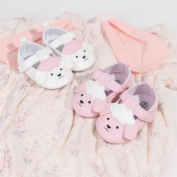 Meckior Infant Baby Girls Boys Handmade Princess Flats Toddler First Walkers Soft PU Leather NonSlip Crib Wedding Dress ShoesBWhite