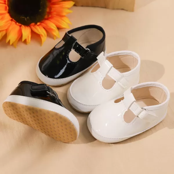Meckior Infant Baby Girls Boys Handmade Princess Flats Toddler First Walkers Soft PU Leather NonSlip Crib Wedding Dress ShoesZ12Black
