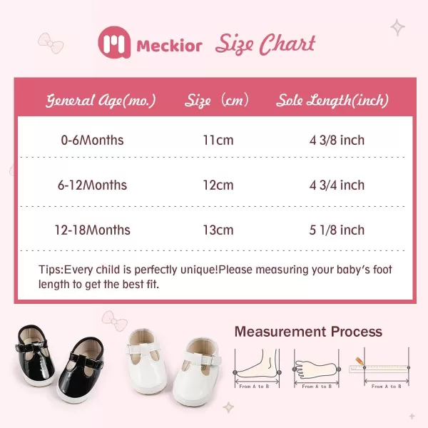 Meckior Infant Baby Girls Boys Handmade Princess Flats Toddler First Walkers Soft PU Leather NonSlip Crib Wedding Dress ShoesZ12Black