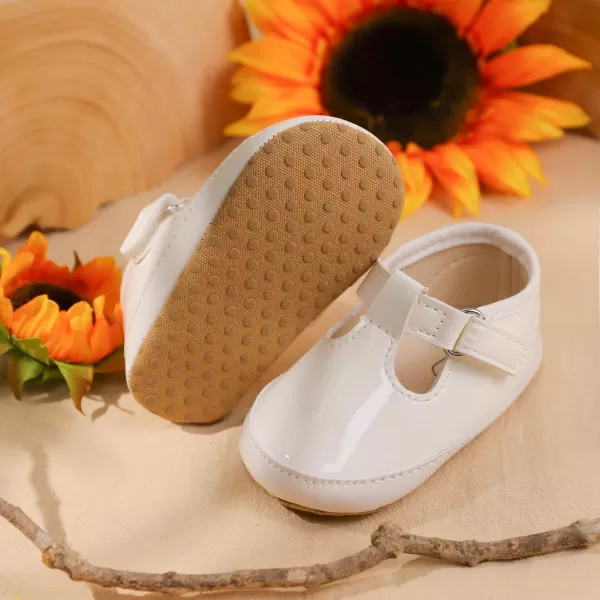 Meckior Infant Baby Girls Boys Handmade Princess Flats Toddler First Walkers Soft PU Leather NonSlip Crib Wedding Dress ShoesZ12White