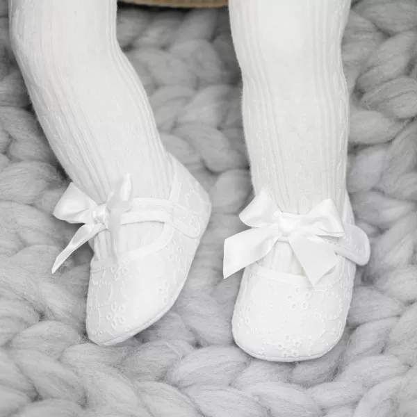 Meckior Infant Baby Girls Boys Handmade Princess Flats Toddler First Walkers Soft PU Leather NonSlip Crib Wedding Dress ShoesZ19White