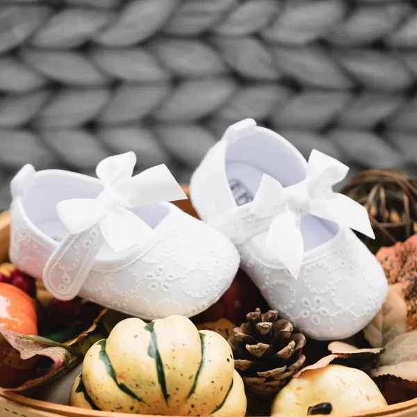 Meckior Infant Baby Girls Boys Handmade Princess Flats Toddler First Walkers Soft PU Leather NonSlip Crib Wedding Dress ShoesZ19White