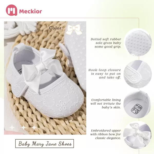 Meckior Infant Baby Girls Boys Handmade Princess Flats Toddler First Walkers Soft PU Leather NonSlip Crib Wedding Dress ShoesZ19White