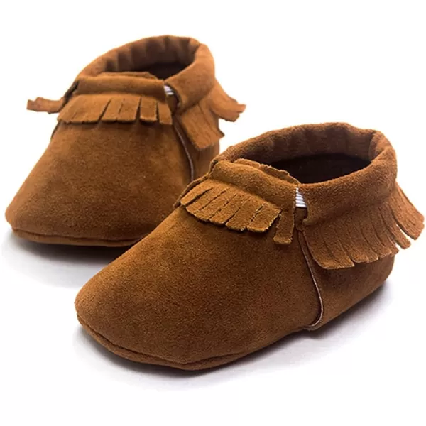 Meckior Infant Baby Girls Boys Premium Soft Sole Tassel Bowknot Moccasins Toddler Prewalker Princess AntiSlip Crib Baptism Loafers ShoesA01Coffee