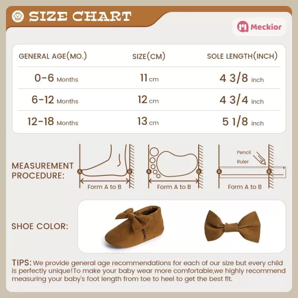 Meckior Infant Baby Girls Boys Premium Soft Sole Tassel Bowknot Moccasins Toddler Prewalker Princess AntiSlip Crib Baptism Loafers ShoesA01Coffee With Bowknot