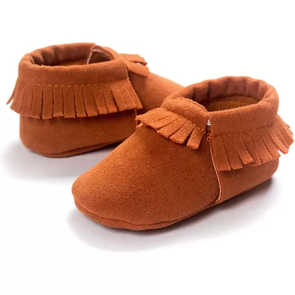 Meckior Infant Baby Girls Boys Premium Soft Sole Tassel Bowknot Moccasins Toddler Prewalker Princess AntiSlip Crib Baptism Loafers ShoesA02Little Brown