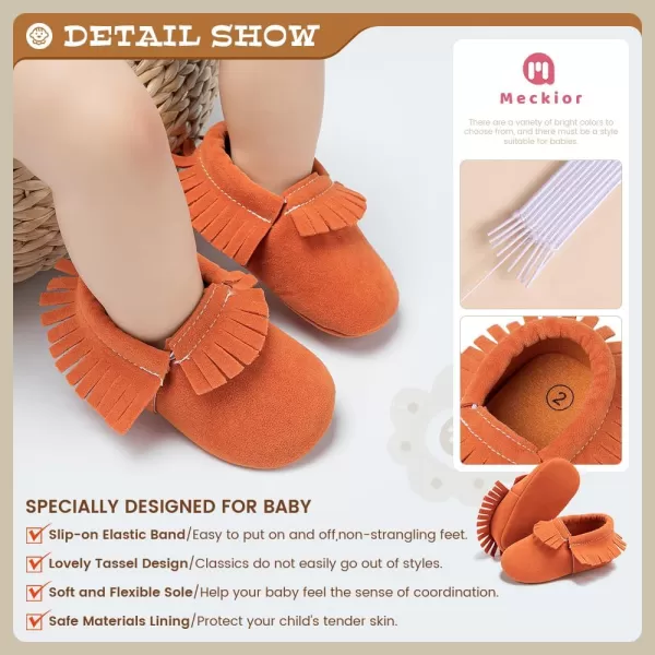 Meckior Infant Baby Girls Boys Premium Soft Sole Tassel Bowknot Moccasins Toddler Prewalker Princess AntiSlip Crib Baptism Loafers ShoesA02Little Brown