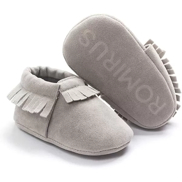 Meckior Infant Baby Girls Boys Premium Soft Sole Tassel Bowknot Moccasins Toddler Prewalker Princess AntiSlip Crib Baptism Loafers ShoesA03Grey