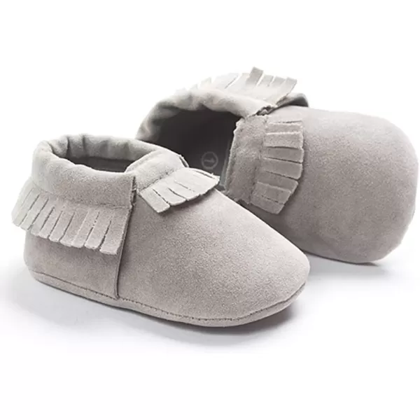 Meckior Infant Baby Girls Boys Premium Soft Sole Tassel Bowknot Moccasins Toddler Prewalker Princess AntiSlip Crib Baptism Loafers ShoesA03Grey