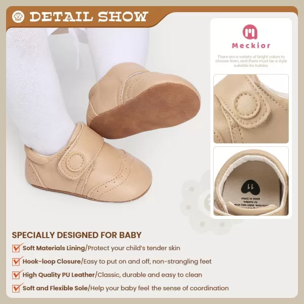 Meckior Infant Baby Girls Boys Premium Soft Sole Tassel Bowknot Moccasins Toddler Prewalker Princess AntiSlip Crib Baptism Loafers ShoesBApricot