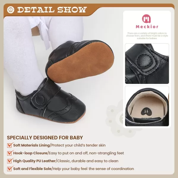 Meckior Infant Baby Girls Boys Premium Soft Sole Tassel Bowknot Moccasins Toddler Prewalker Princess AntiSlip Crib Baptism Loafers ShoesBBlack