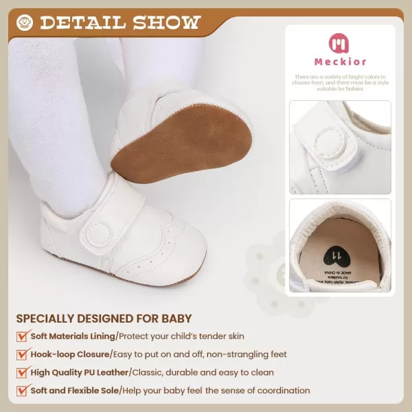 Meckior Infant Baby Girls Boys Premium Soft Sole Tassel Bowknot Moccasins Toddler Prewalker Princess AntiSlip Crib Baptism Loafers ShoesBWhite
