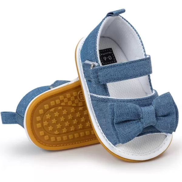 Meckior Infant Baby Girls Boys Summer Sandals Open Toe Lace Princess Dress Wedding Flats Shoes Newborn Toddler Soft Nonslip Sole First Walker Crib ShoesB05Blue
