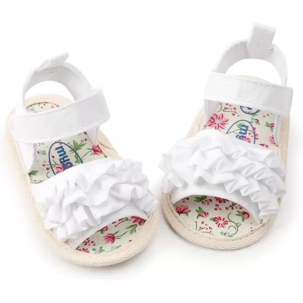 Meckior Infant Baby Girls Boys Summer Sandals Open Toe Lace Princess Dress Wedding Flats Shoes Newborn Toddler Soft Nonslip Sole First Walker Crib ShoesA01White With Soft Sole