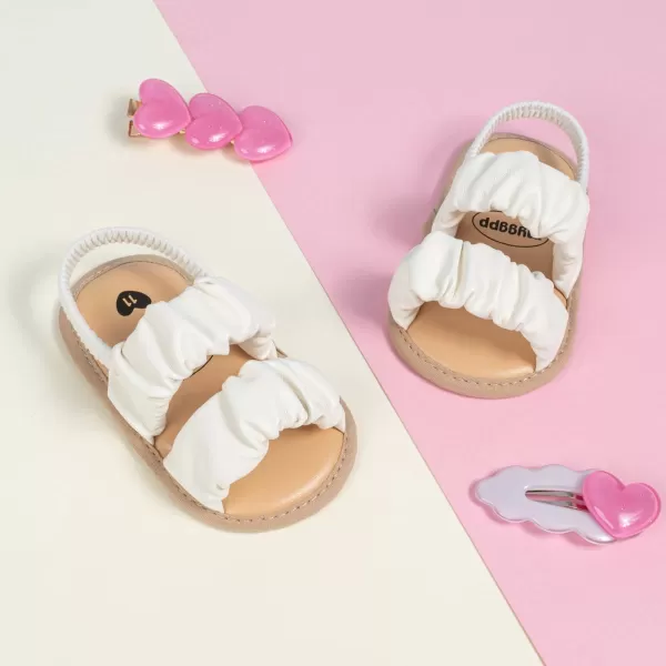 Meckior Infant Baby Girls Boys Summer Sandals Open Toe Lace Princess Dress Wedding Flats Shoes Newborn Toddler Soft Nonslip Sole First Walker Crib ShoesAWhite