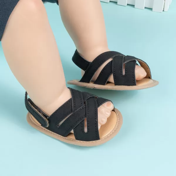 Meckior Infant Baby Girls Boys Summer Sandals Open Toe Lace Princess Dress Wedding Flats Shoes Newborn Toddler Soft Nonslip Sole First Walker Crib ShoesA01Black