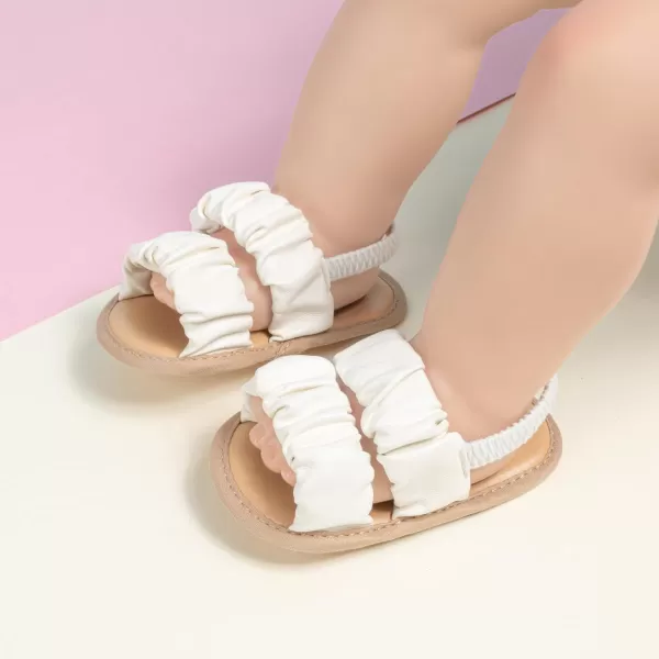 Meckior Infant Baby Girls Boys Summer Sandals Open Toe Lace Princess Dress Wedding Flats Shoes Newborn Toddler Soft Nonslip Sole First Walker Crib ShoesAWhite