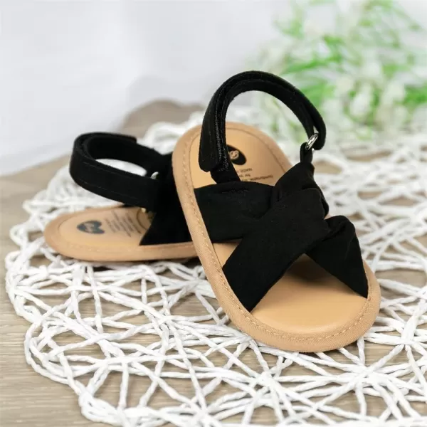 Meckior Infant Baby Girls Boys Summer Sandals Open Toe Lace Princess Dress Wedding Flats Shoes Newborn Toddler Soft Nonslip Sole First Walker Crib ShoesA02Black