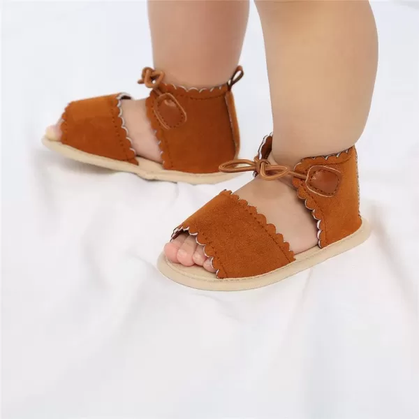 Meckior Infant Baby Girls Boys Summer Sandals Open Toe Lace Princess Dress Wedding Flats Shoes Newborn Toddler Soft Nonslip Sole First Walker Crib ShoesA04Brown