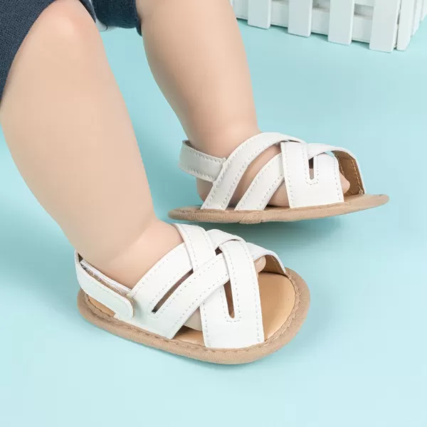Meckior Infant Baby Girls Boys Summer Sandals Open Toe Lace Princess Dress Wedding Flats Shoes Newborn Toddler Soft Nonslip Sole First Walker Crib ShoesA01White