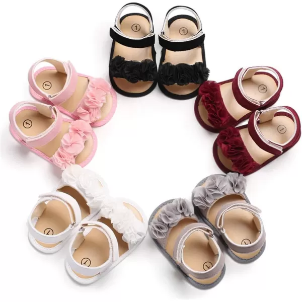 Meckior Infant Baby Girls Boys Summer Sandals Open Toe Lace Princess Dress Wedding Flats Shoes Newborn Toddler Soft Nonslip Sole First Walker Crib ShoesD06Gray With Soft Sole