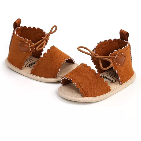Meckior Infant Baby Girls Boys Summer Sandals Open Toe Lace Princess Dress Wedding Flats Shoes Newborn Toddler Soft Nonslip Sole First Walker Crib ShoesA04Brown