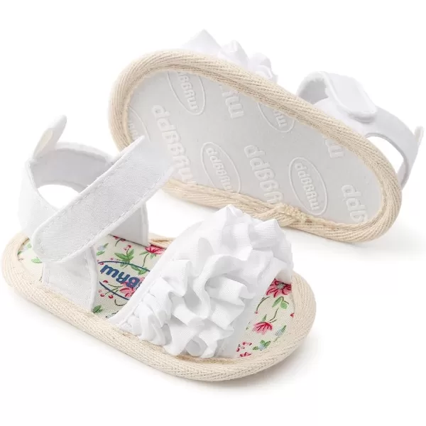 Meckior Infant Baby Girls Boys Summer Sandals Open Toe Lace Princess Dress Wedding Flats Shoes Newborn Toddler Soft Nonslip Sole First Walker Crib ShoesA01White With Soft Sole