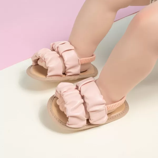 Meckior Infant Baby Girls Boys Summer Sandals Open Toe Lace Princess Dress Wedding Flats Shoes Newborn Toddler Soft Nonslip Sole First Walker Crib ShoesAPink
