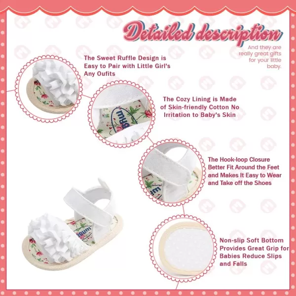 Meckior Infant Baby Girls Boys Summer Sandals Open Toe Lace Princess Dress Wedding Flats Shoes Newborn Toddler Soft Nonslip Sole First Walker Crib ShoesA01White With Soft Sole