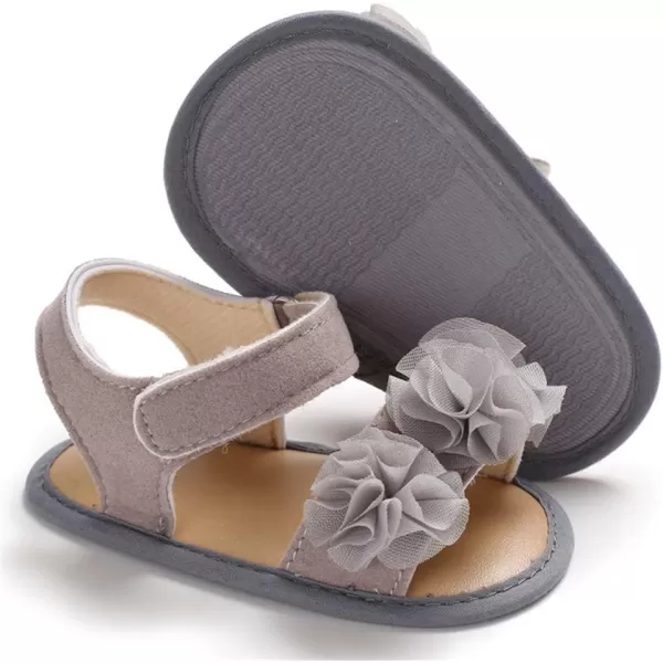 Meckior Infant Baby Girls Boys Summer Sandals Open Toe Lace Princess Dress Wedding Flats Shoes Newborn Toddler Soft Nonslip Sole First Walker Crib ShoesD06Gray With Soft Sole