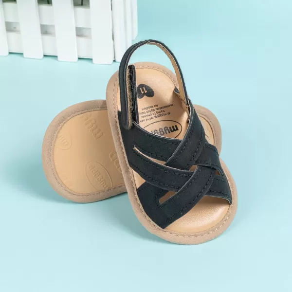 Meckior Infant Baby Girls Boys Summer Sandals Open Toe Lace Princess Dress Wedding Flats Shoes Newborn Toddler Soft Nonslip Sole First Walker Crib ShoesA01Black