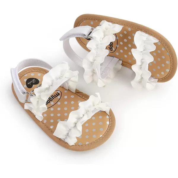 Meckior Infant Baby Girls Boys Summer Sandals Open Toe Lace Princess Dress Wedding Flats Shoes Newborn Toddler Soft Nonslip Sole First Walker Crib ShoesA03White