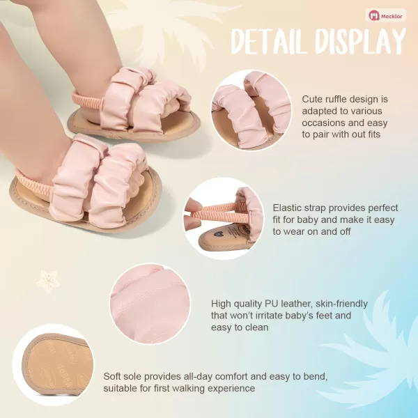 Meckior Infant Baby Girls Boys Summer Sandals Open Toe Lace Princess Dress Wedding Flats Shoes Newborn Toddler Soft Nonslip Sole First Walker Crib ShoesAPink