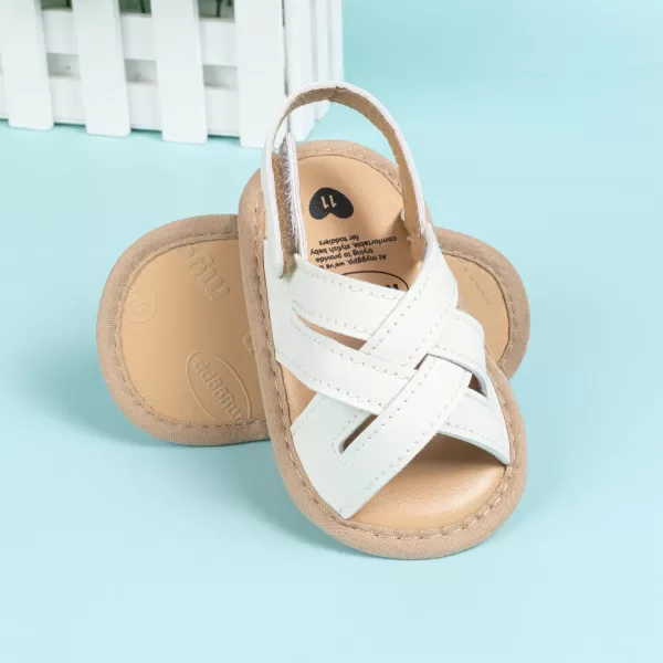 Meckior Infant Baby Girls Boys Summer Sandals Open Toe Lace Princess Dress Wedding Flats Shoes Newborn Toddler Soft Nonslip Sole First Walker Crib ShoesA01White