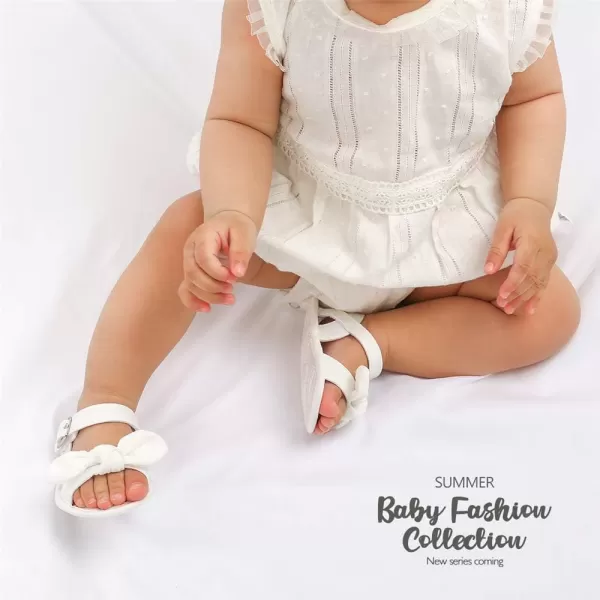 Meckior Infant Baby Girls Boys Summer Sandals Open Toe Lace Princess Dress Wedding Flats Shoes Newborn Toddler Soft Nonslip Sole First Walker Crib ShoesA10White