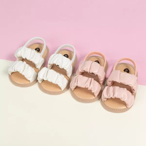 Meckior Infant Baby Girls Boys Summer Sandals Open Toe Lace Princess Dress Wedding Flats Shoes Newborn Toddler Soft Nonslip Sole First Walker Crib ShoesAPink