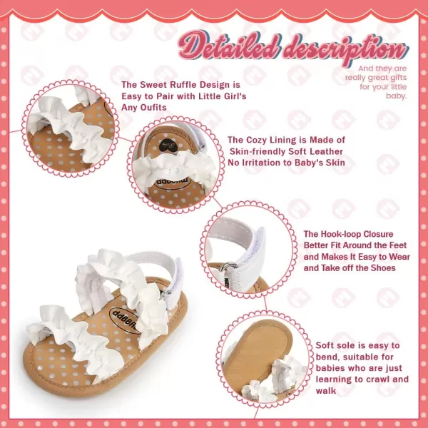 Meckior Infant Baby Girls Boys Summer Sandals Open Toe Lace Princess Dress Wedding Flats Shoes Newborn Toddler Soft Nonslip Sole First Walker Crib ShoesA03White