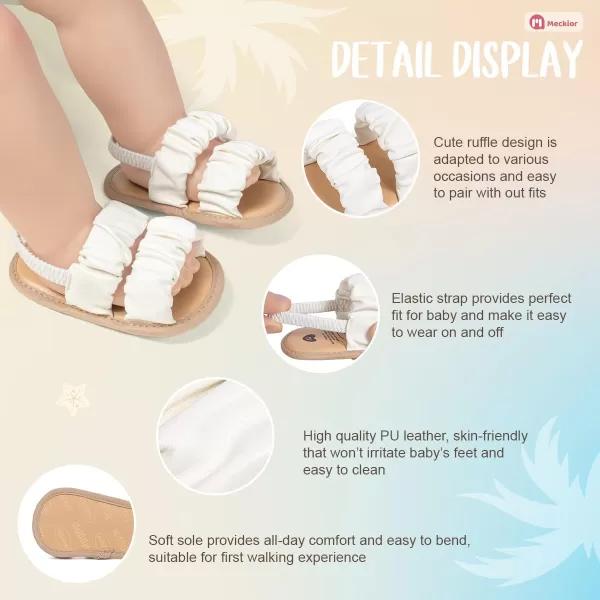 Meckior Infant Baby Girls Boys Summer Sandals Open Toe Lace Princess Dress Wedding Flats Shoes Newborn Toddler Soft Nonslip Sole First Walker Crib ShoesAWhite
