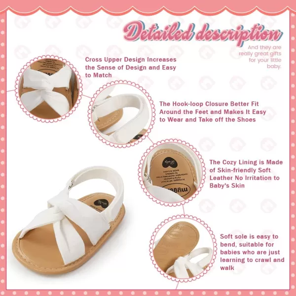 Meckior Infant Baby Girls Boys Summer Sandals Open Toe Lace Princess Dress Wedding Flats Shoes Newborn Toddler Soft Nonslip Sole First Walker Crib ShoesA02White