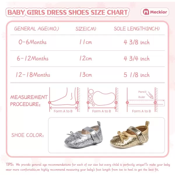Meckior Infant Baby Girls Soft Sole Bowknot Princess Wedding Dress Mary Jane Flats Prewalker Newborn Light Baby Sneaker ShoesA20Silver