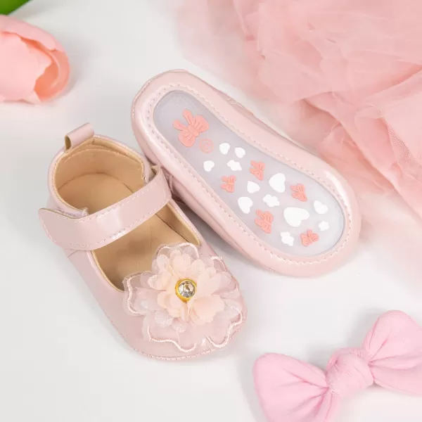 Meckior Infant Baby Girls Soft Sole Bowknot Princess Wedding Dress Mary Jane Flats Prewalker Newborn Light Baby Sneaker ShoesB01Pink