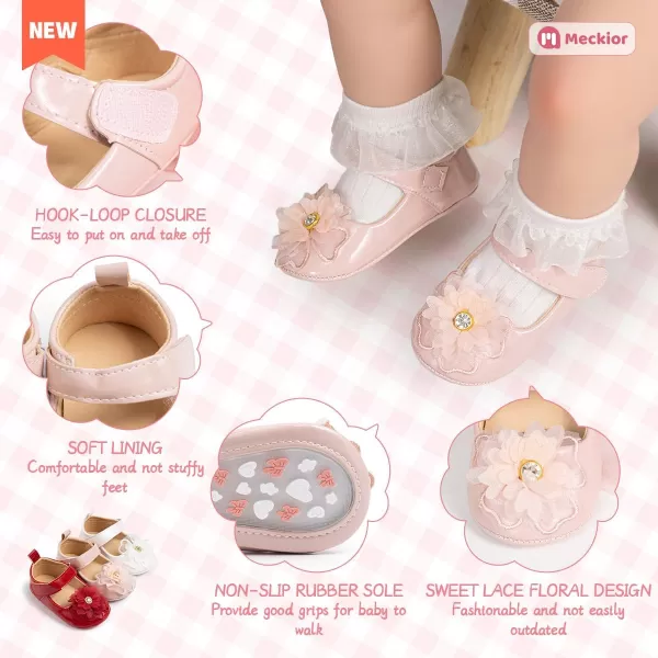 Meckior Infant Baby Girls Soft Sole Bowknot Princess Wedding Dress Mary Jane Flats Prewalker Newborn Light Baby Sneaker ShoesB01Pink