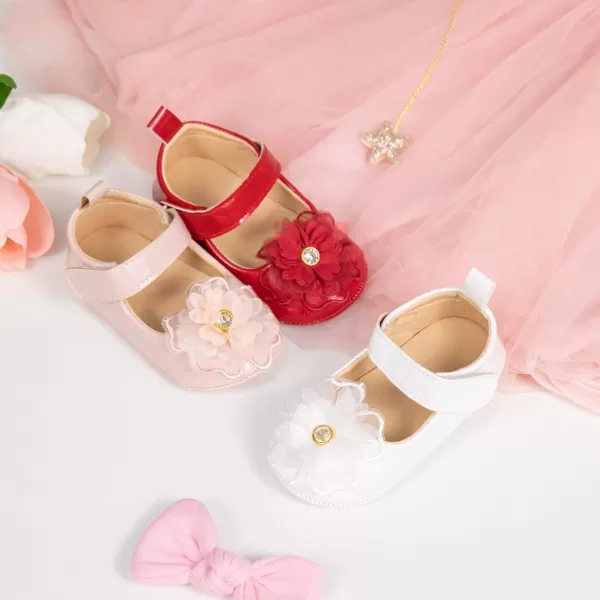Meckior Infant Baby Girls Soft Sole Bowknot Princess Wedding Dress Mary Jane Flats Prewalker Newborn Light Baby Sneaker ShoesB01White