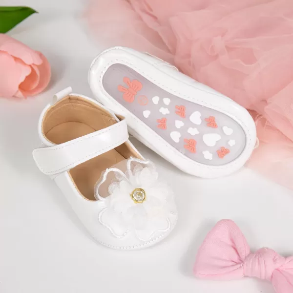Meckior Infant Baby Girls Soft Sole Bowknot Princess Wedding Dress Mary Jane Flats Prewalker Newborn Light Baby Sneaker ShoesB01White