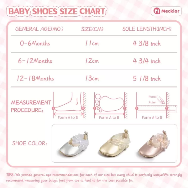 Meckior Infant Baby Girls Soft Sole Bowknot Princess Wedding Dress Mary Jane Flats Prewalker Newborn Light Baby Sneaker ShoesB02Gold