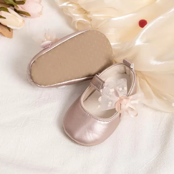 Meckior Infant Baby Girls Soft Sole Bowknot Princess Wedding Dress Mary Jane Flats Prewalker Newborn Light Baby Sneaker ShoesB02Pink